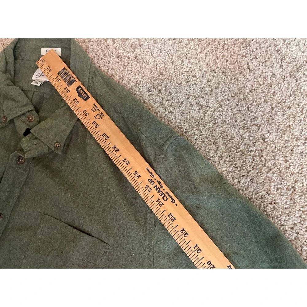 J. Crew Men Button Down Shirt XXL Olive Green Brushed Twill Classic Fit Long Slv